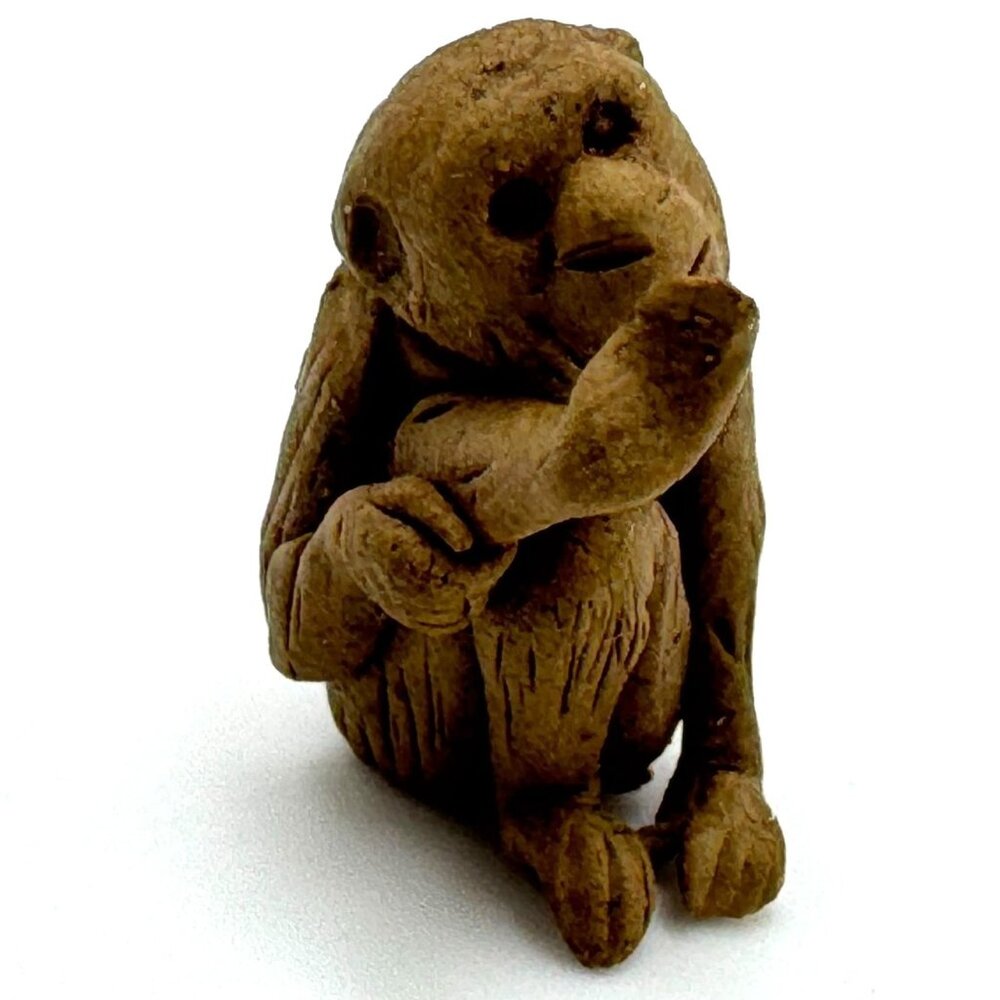 Handcrafted Miniature Clay Monkey Figurines Set Of 4 From China Vintage 3 - Picture 3 of 6